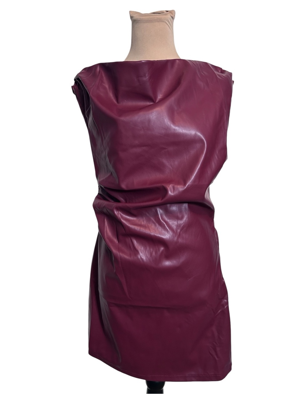 NWT Active USA One Should Faux Leather Mini Dress - Size L, Burgundy - Picture 4 of 12